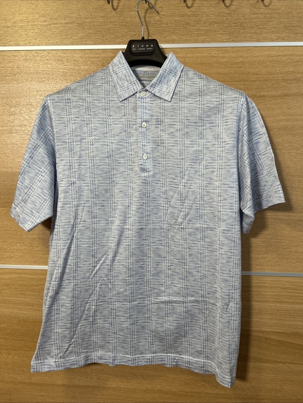 Greg Norman Men’s Size Medium Egyptian Cotton Golf silky Dress Polo blue grey